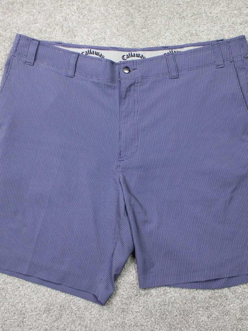 Callaway Golf Shorts Mens 40 Purple/Blue Geometric 9" Flat Front Poly Stretch